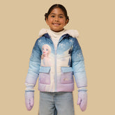 Frozen print hooded jacket with gloves