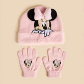 Minnie mouse applique beanie cap with gloves