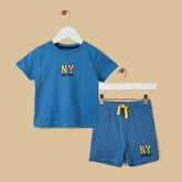New york print corton T-shirt and shorts set