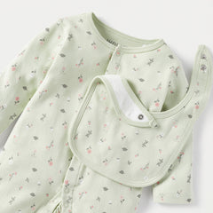 Juniors all- over floral print sleepsuit with long sleeves and bib