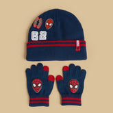 Spiderman print beanie with gloves