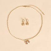Bow pendant necklace and earrings set