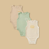 Pack of 3 - Ribbed Sleeveless Cotton Bodysuit