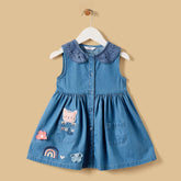 Applique detail sleeveless denim dress