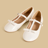 Bow accent ballerina shoes with hook and loop closure