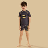 Batman print cotton T-shirt and swim shorts set
