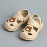 Bear applique clogs with backstrap