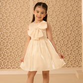 Shimmer textured bow applique sleeveless dress
