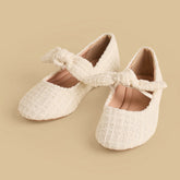 Tweed textured ballerina shoes