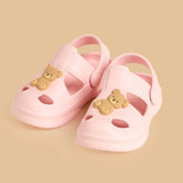 Teddy bear applique clogs with backstrap