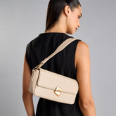 Max Cream Shoulder Bag for Women – Elegant Mini Handbag with Gold Detail