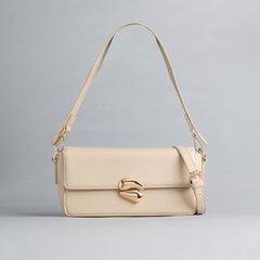 Max Cream Shoulder Bag for Women – Elegant Mini Handbag with Gold Detail