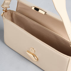 Max Cream Shoulder Bag for Women – Elegant Mini Handbag with Gold Detail
