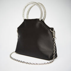 Max Brand Crystal Studded Knot Handle Bag – Black