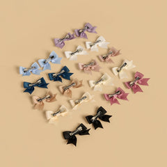 Pack of 20 Textured Bow Hair Clips – Colorful Girls Hair Accessories