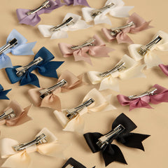 Pack of 20 Textured Bow Hair Clips – Colorful Girls Hair Accessories
