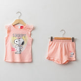 LCW Snoopy Printed Cotton T-shirt and Shorts Set