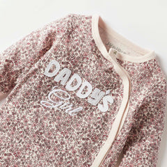 Floral Print Slogan Detail Closed Feet Sleepsuit