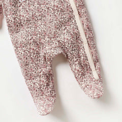 Floral Print Slogan Detail Closed Feet Sleepsuit