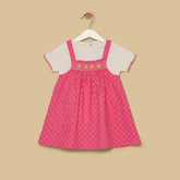 Girls Embroidered Pinafore Dress with T-Shirt Set