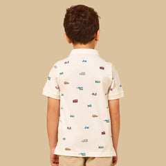 Cars Print Cotton Polo T-Shirt