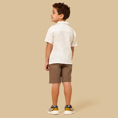 Embroidered Cotton Shirt and Shorts Set