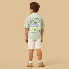 Print Linen Blend Shirt and Shorts Set