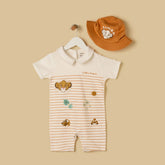 Lion King Print Cotton Romper with Cap