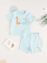Dinosaur Print Cotton Pajama Set - Pack Of 4