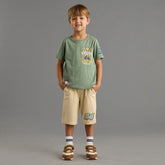 Racing Print Cotton T-shirt and Shorts Set