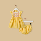 Yellow Crochet Detail Dress with Bloomers