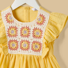 Yellow Crochet Detail Dress with Bloomers