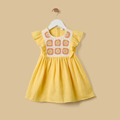Yellow Crochet Detail Dress with Bloomers