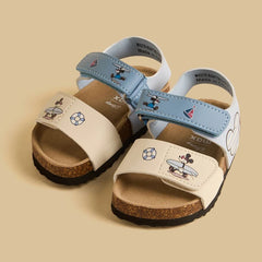 Mickey Mouse Print Sandals with Hook and Loop Closure
