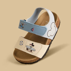 Mickey Mouse Print Sandals with Hook and Loop Closure