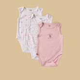 Pack of 3 - Strawberry Print Sleeveless Bodysuit