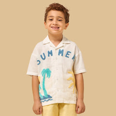 Boys Embroidered Cotton Shirt and Shorts Set