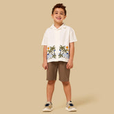 Embroidered Cotton Shirt and Shorts Set