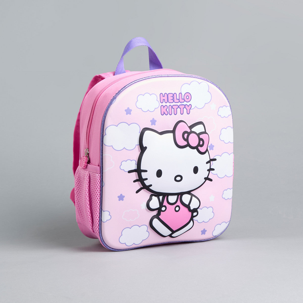 Hello kitty print backpack with adjustable shoulder straps and zip closure