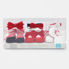 Hudson baby 6- piece headband & sock gift set