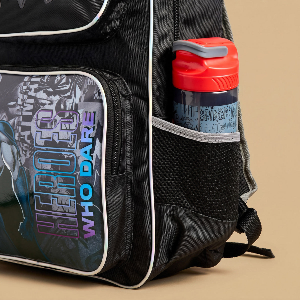 Batman print backpack with adjustable straps and zip closure