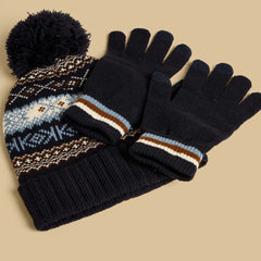 Textured beanie cap and gloves set