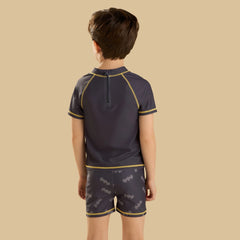 Batman print cotton T-shirt and swim shorts set