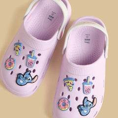 Stitch jibbitz clogs with backstrap