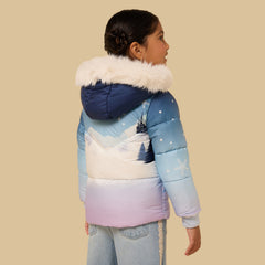 Frozen print hooded jacket with gloves