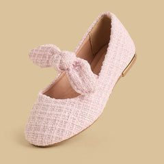 Tweed textured ballerina shoes