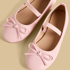 Bow accent ballerina shoes with Elasticated strap