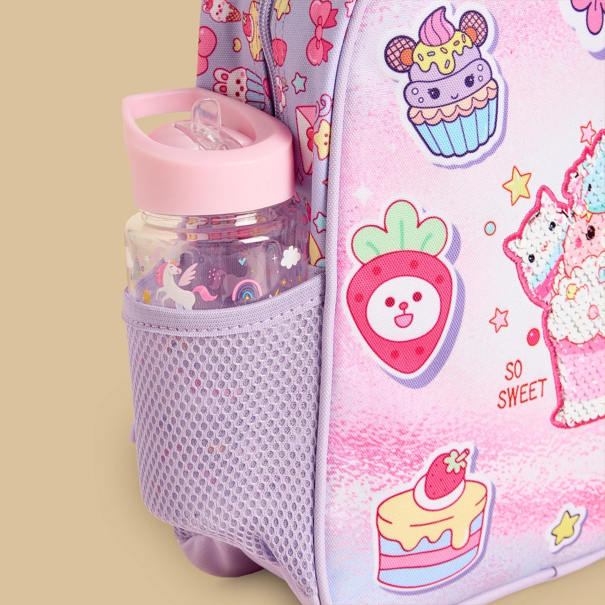 Cupcake print padded shoulder straps backpack with zip closure