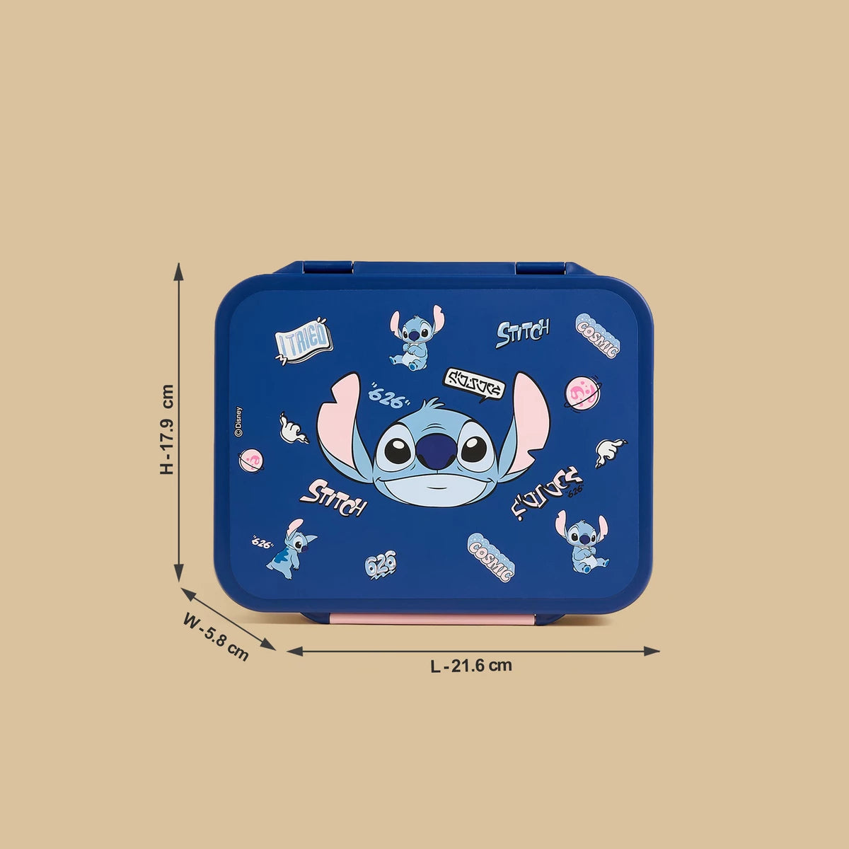 Stitch print sandwich box with clip lock lid