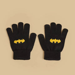 Batman applique beanie cap with gloves set